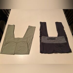 Lot of Two Lululemon Leggings Size 6/8 Gray Rosemary Green